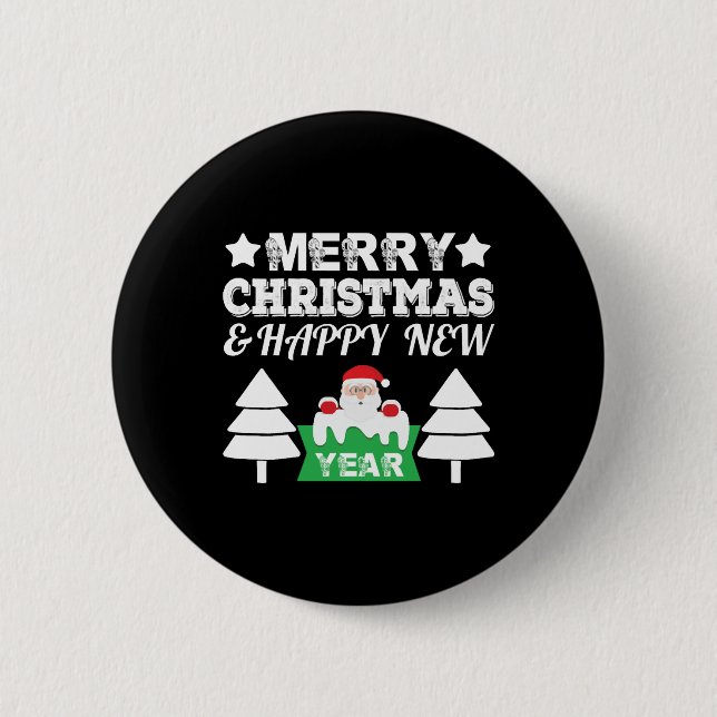 Merry Christmas and Happy New Year Christmas Button (Front)