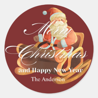merry christmas and happy new year Classic Round Sticker