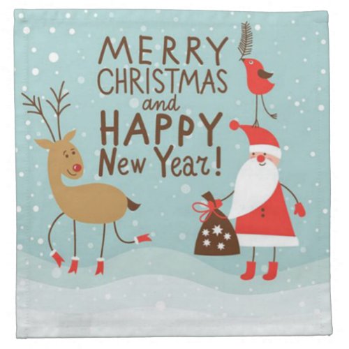 Merry Christmas and Happy New Year Cloth Napkin