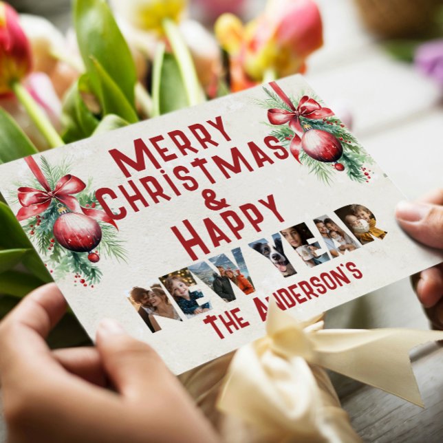 Merry Christmas And Happy New Year Collage Photo Holiday Card (Creator Uploaded)