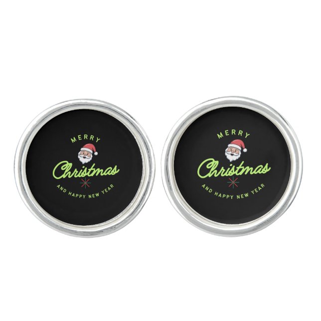 Merry Christmas and Happy New Year Cufflinks (Front)