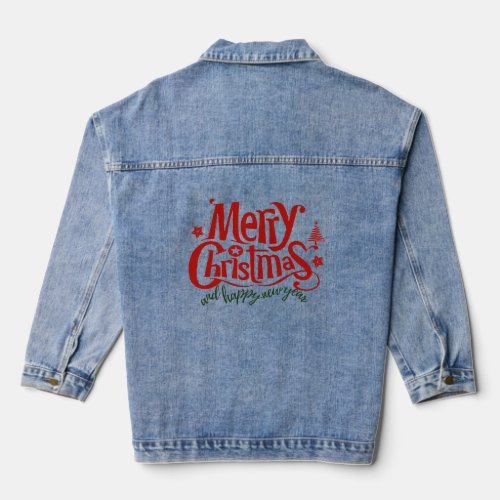 merry christmas and happy new year denim jacket