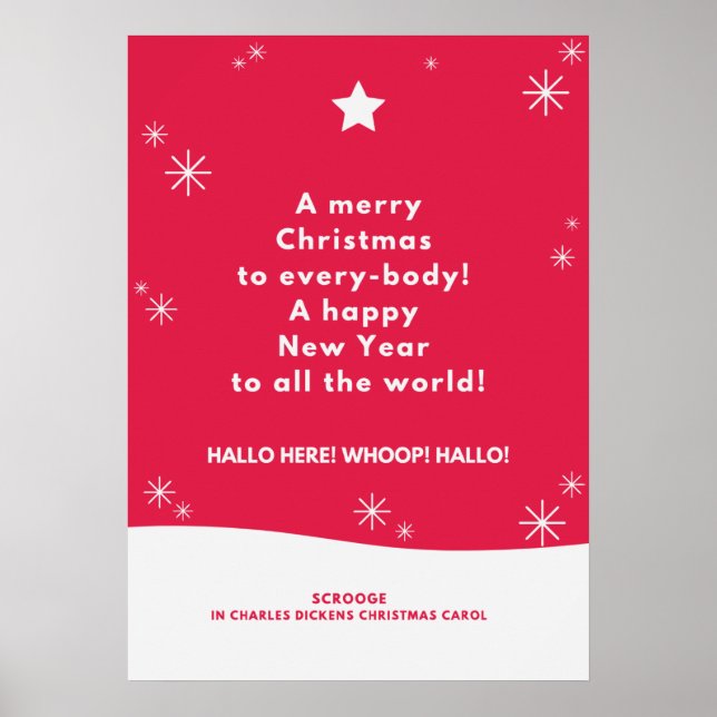 Merry Christmas and Happy New Year Dickens Quote Poster (Front)