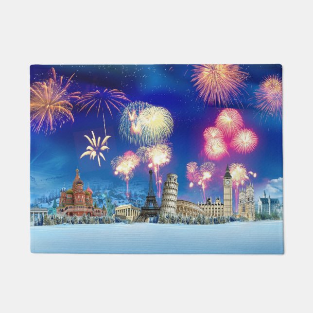 merry christmas and happy new year doormat (Front)