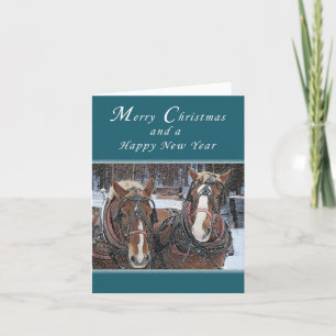 Merry Christmas and Happy New Year, Draft Horses Holiday Card