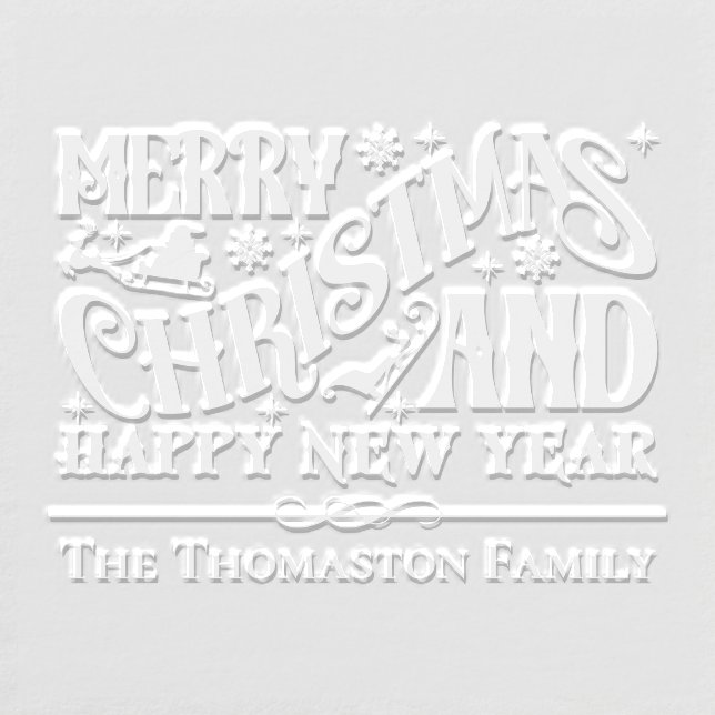 Merry Christmas and Happy New Year Family Name Embosser (Design)