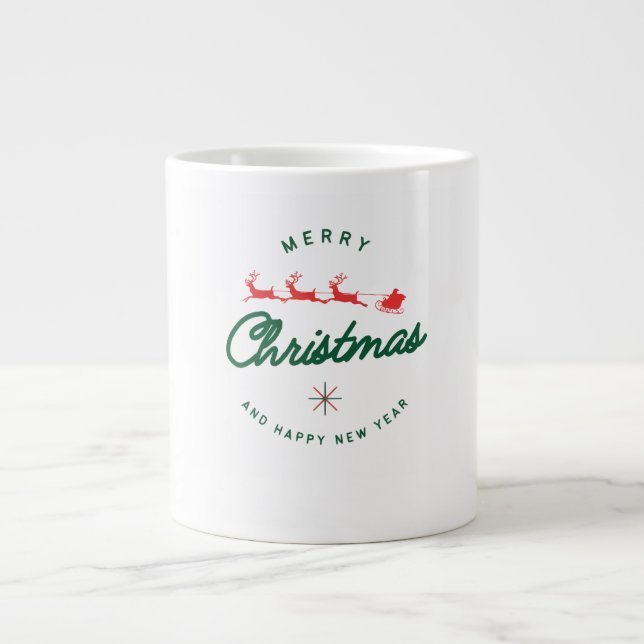 Merry Christmas and happy New Year  Giant Coffee Mug (Front)