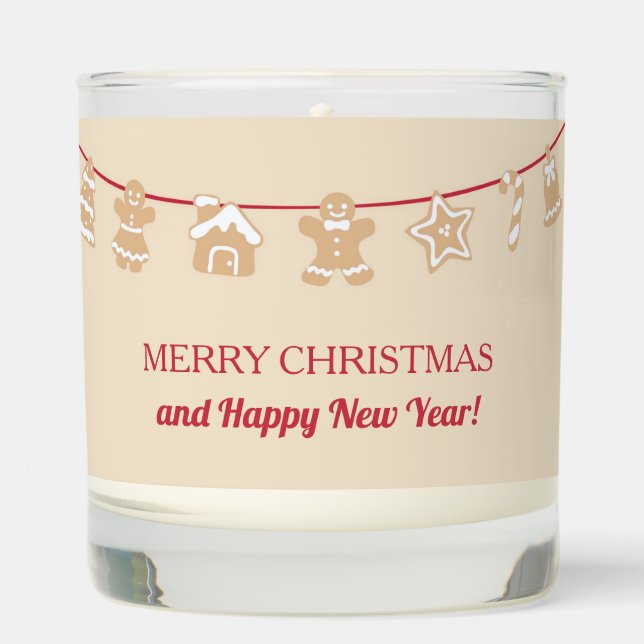 Merry Christmas and Happy New Year Gingerbread Scented Candle (Front)