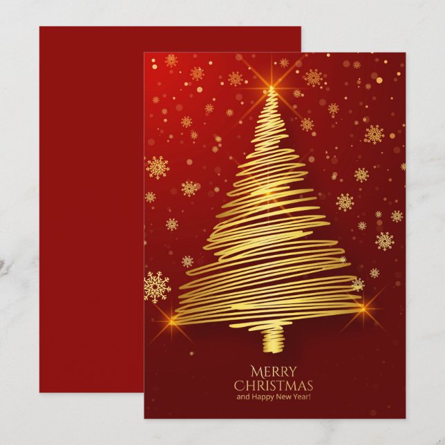 Merry Christmas and Happy New Year Holiday Card (Front/Back)