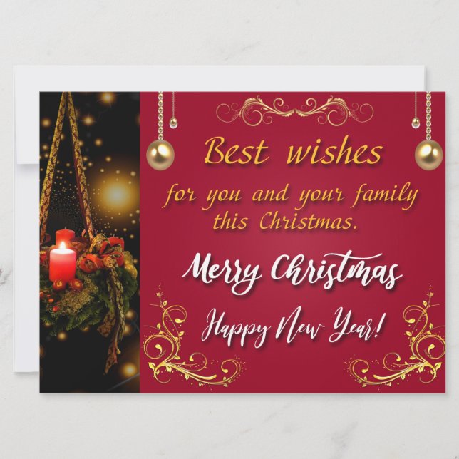 Merry Christmas and Happy New Year Holiday Card (Front)