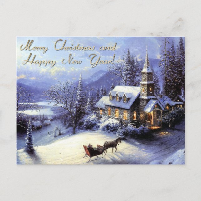 merry christmas and happy new year holiday postcard (Front)