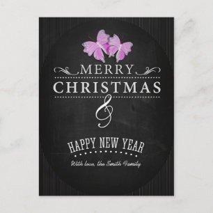 Merry Christmas and Happy New Year Holiday Postcard
