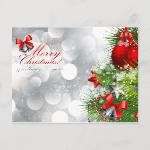 merry christmas and happy new year holiday postcard