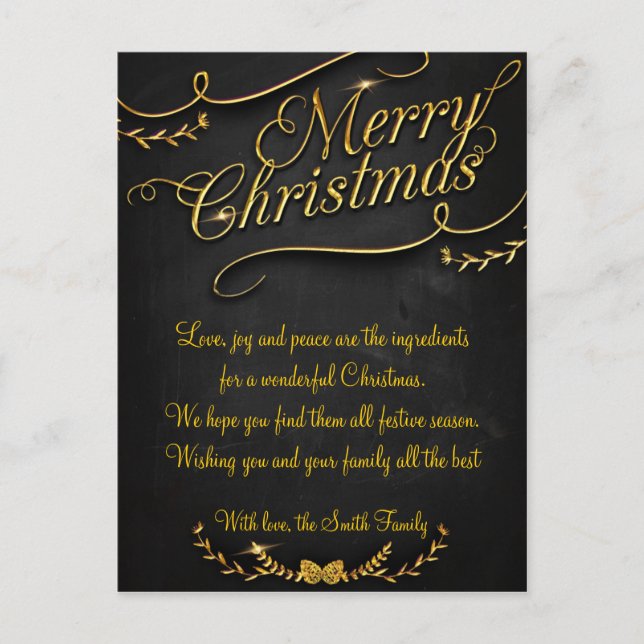 Merry Christmas and Happy New Year Holiday Postcard (Front)