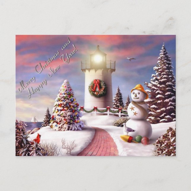 merry christmas and happy new year holiday postcard (Front)