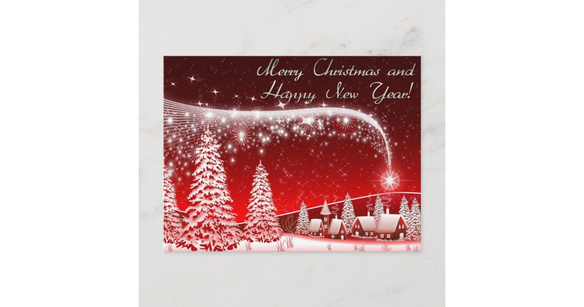 merry christmas and happy new year holiday postcard