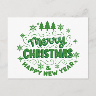 MERRY CHRISTMAS AND HAPPY NEW YEAR HOLIDAY POSTCARD
