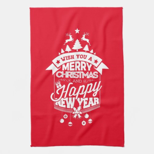 Merry Christmas and Happy New Year Kitchen Towel