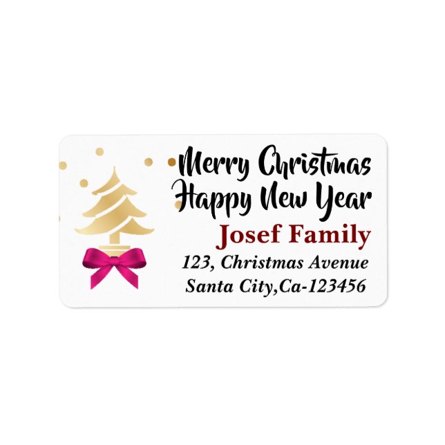 Merry Christmas and Happy New Year Label (Front)