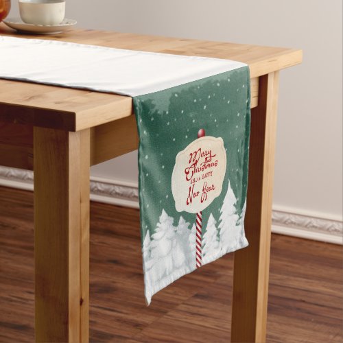 Merry Christmas and Happy New Year Long Table Runner
