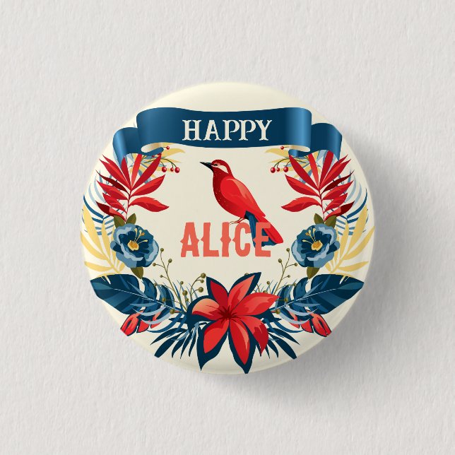 Merry Christmas and Happy New Year! Monogram Button (Front)