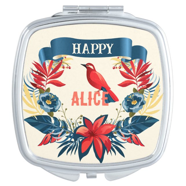 Merry Christmas and Happy New Year Monogram Compact Mirror (Front)