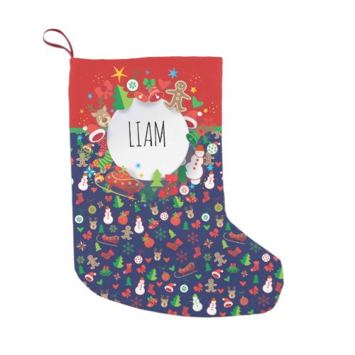 Merry Christmas and Happy New Year Monogram XMAS Small Christmas Stocking