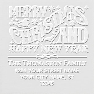Merry Christmas and Happy New Year Name Address Embosser