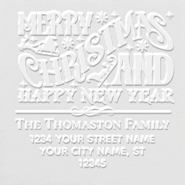 Merry Christmas and Happy New Year Name Address Embosser (Design)