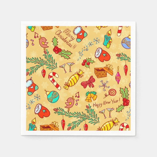 Merry Christmas And Happy New Year Napkins (Front)