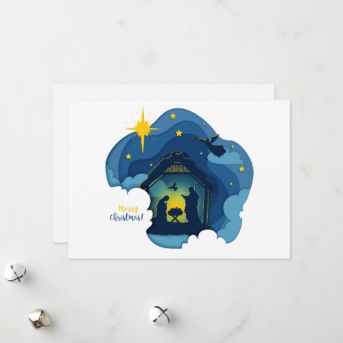 Merry Christmas and Happy New Year Nativity Scene  Holiday Card