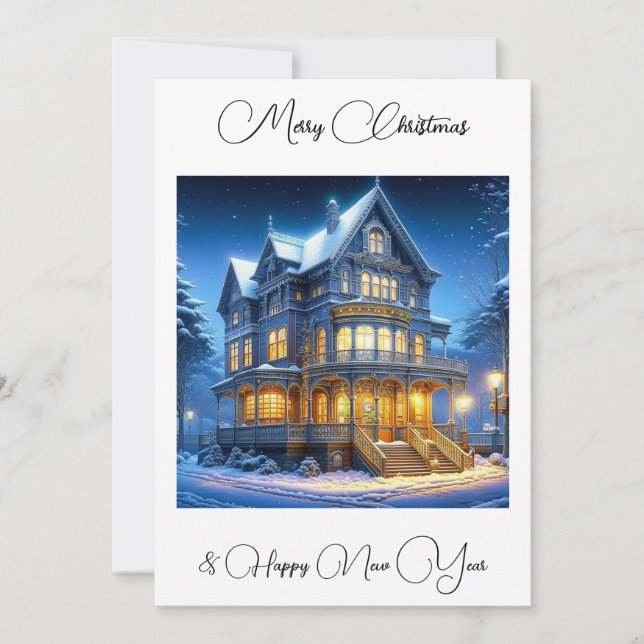Merry Christmas and Happy New Year Personalized Holiday Card (Front)