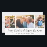 Merry Christmas And Happy New Year Photo Collage Holiday Card<br><div class="desc">Modern and minimalist holiday photo card featuring modern brush script that says "Merry Christmas & Happy New Year" with an inky texture.</div>