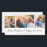Merry Christmas And Happy New Year Photo Collage Holiday Card<br><div class="desc">Modern and minimalist holiday photo card featuring modern brush script that says "Merry Christmas & Happy New Year" with an inky texture.</div>