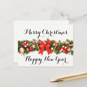 Merry Christmas and Happy New Year Postcard