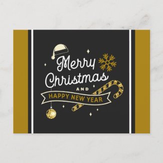 Merry Christmas And Happy New Year Postcard