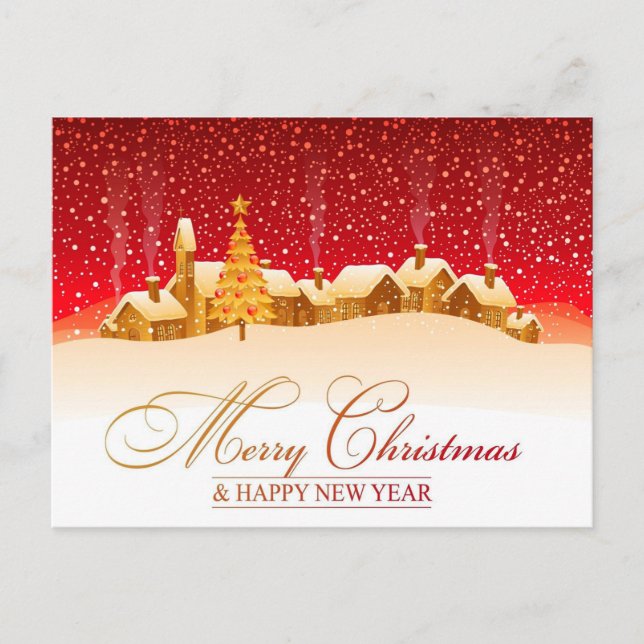 Merry Christmas and Happy New Year Postcard (Front)
