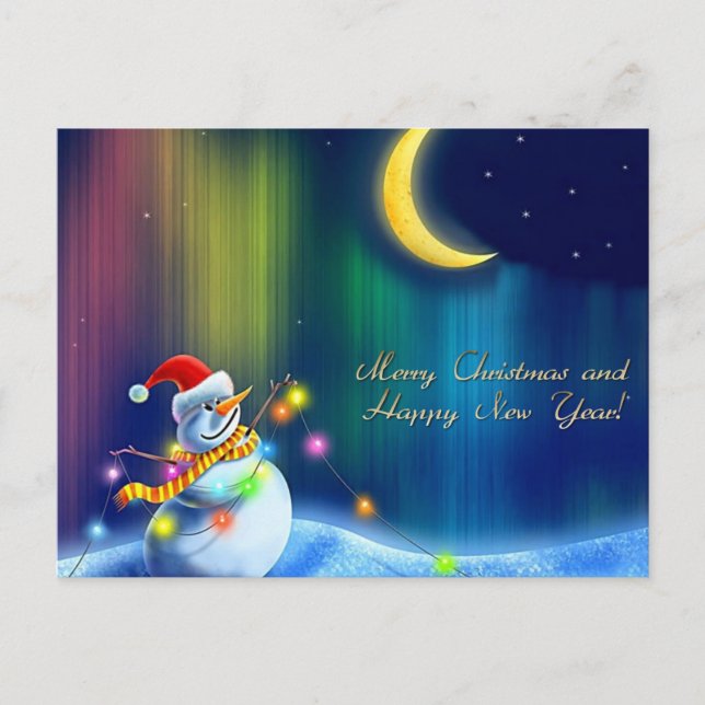 Merry Christmas and Happy New Year Postcard (Front)