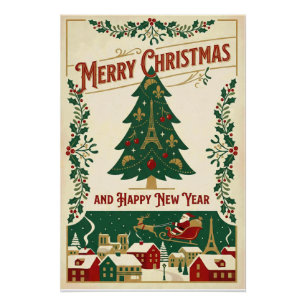 Merry Christmas And Happy New Year Poster