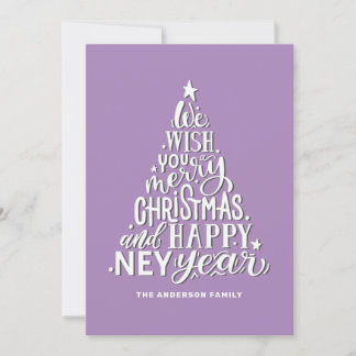 Merry Christmas and Happy New Year. Purple Holiday Card