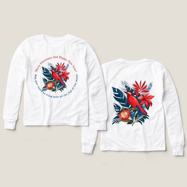 Merry Christmas and Happy New Year! Red Bird BOHO Tri-Blend Shirts (Design Front & Back)