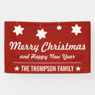 Merry Christmas and Happy New Year Red Holiday Banner