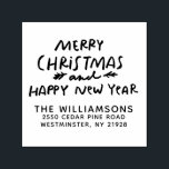 Merry Christmas And Happy New Year Return Address Self-inking Stamp<br><div class="desc">Send your cards out in style with this self inking stamp featuring a hand-lettered "Merry Christmas and Happy New Year" design and your Family name and address.  Perfect for the backside of envelopes,  gift bags,  tags and more.</div>