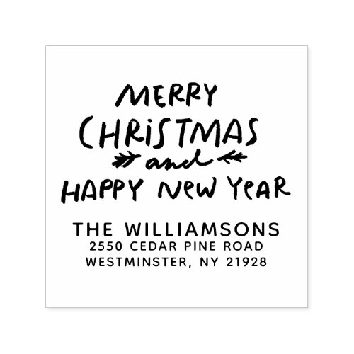 Merry Christmas And Happy New Year Return Address Self_inking Stamp