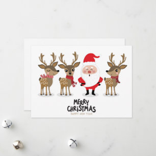 Merry Christmas and Happy New Year Santa Holiday Card