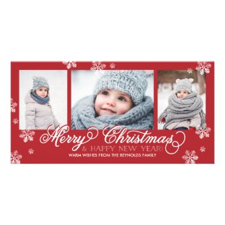 Merry Christmas and Happy New Year Snowflakes Card