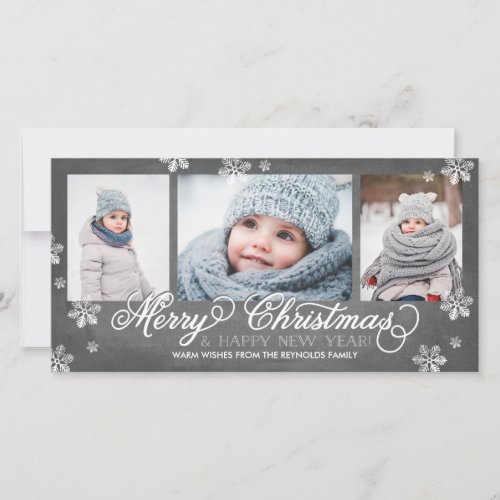 Merry Christmas and Happy New Year Snowflakes Holiday Card