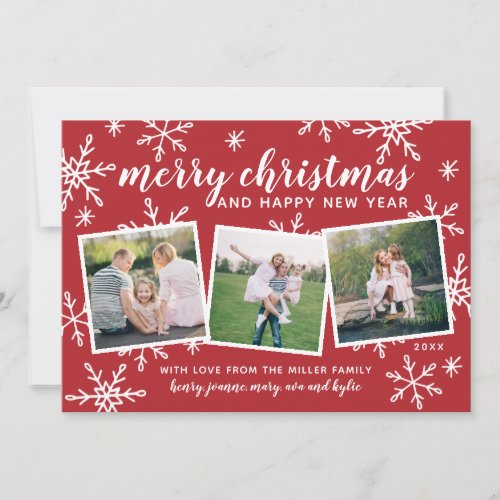 Merry Christmas and Happy New Year Snowy Snapshots Holiday Card