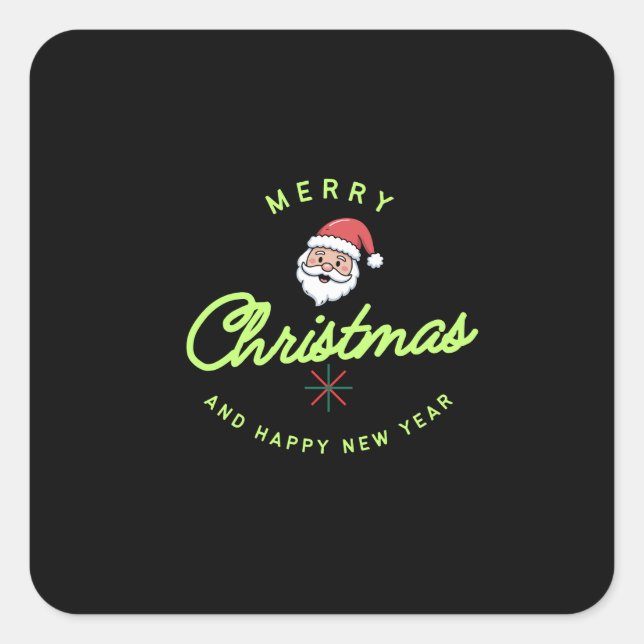 Merry Christmas and Happy New Year Square Sticker (Front)