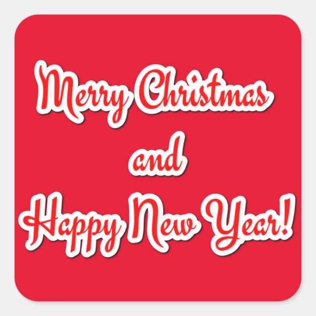 Merry Christmas  and Happy New Year Square Sticker (Front)